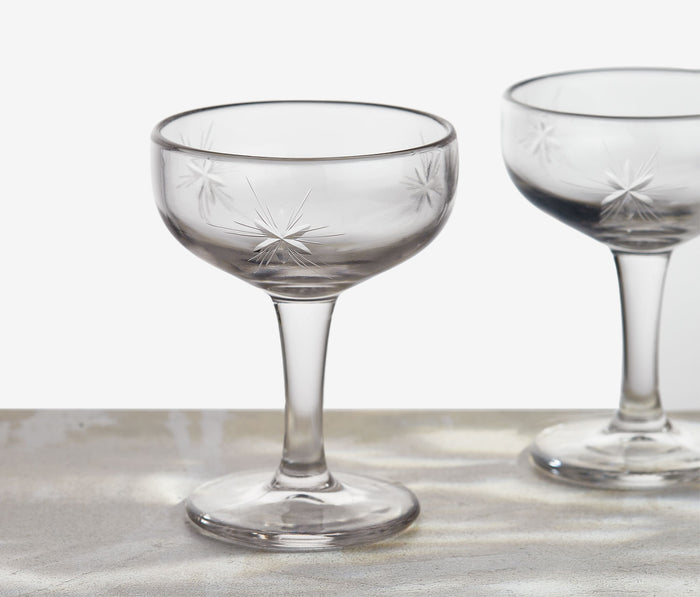 Vintage Fostoria pressed glass starburst coupe  -  lollygag