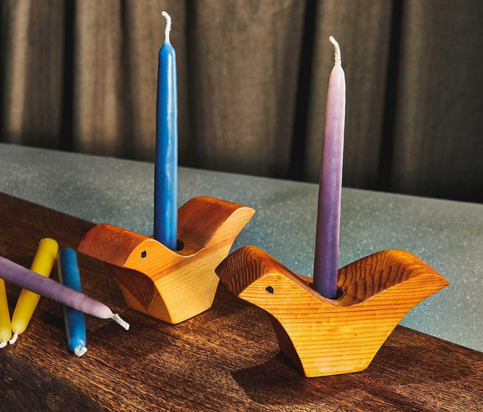 Mid Century Danish Lovebirds Candle Set