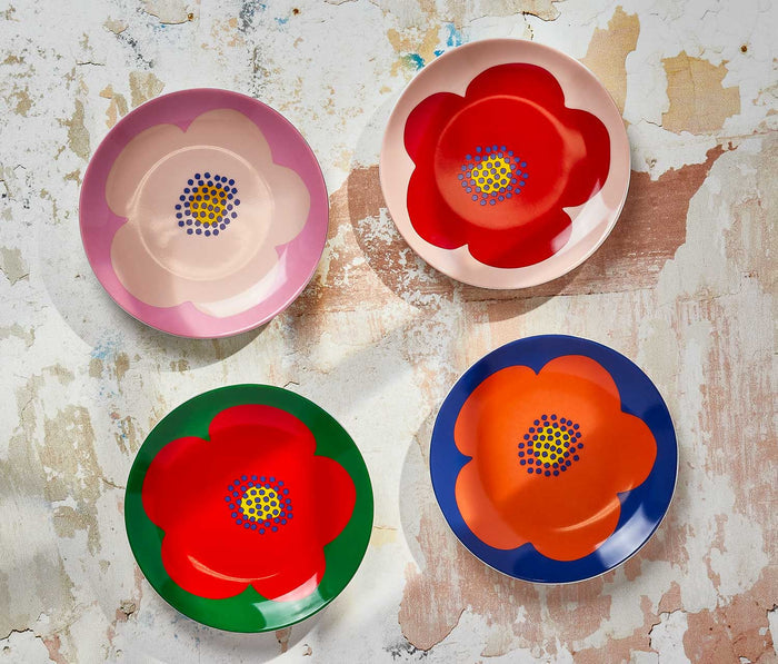 🔥 Mid-Mod Poppy Appetizer/Dessert Plates Set of 4 - Lollygag