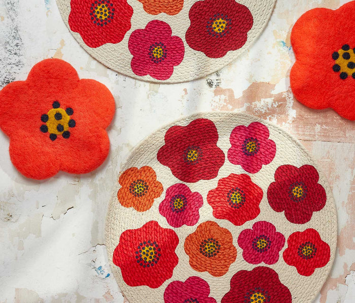 Poppy Braided Placemats and trivet set- lollygag