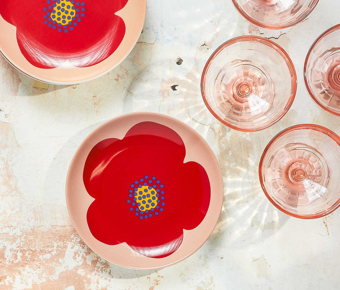 Mid-Mod Poppy Petal Pink Red Appetizer/Dessert Plates - Lollygag.co