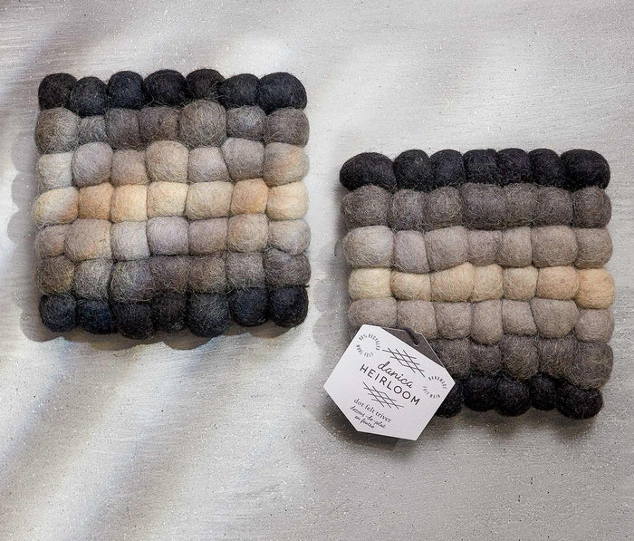 Midnight Shadow Wool Felted Trivet Set