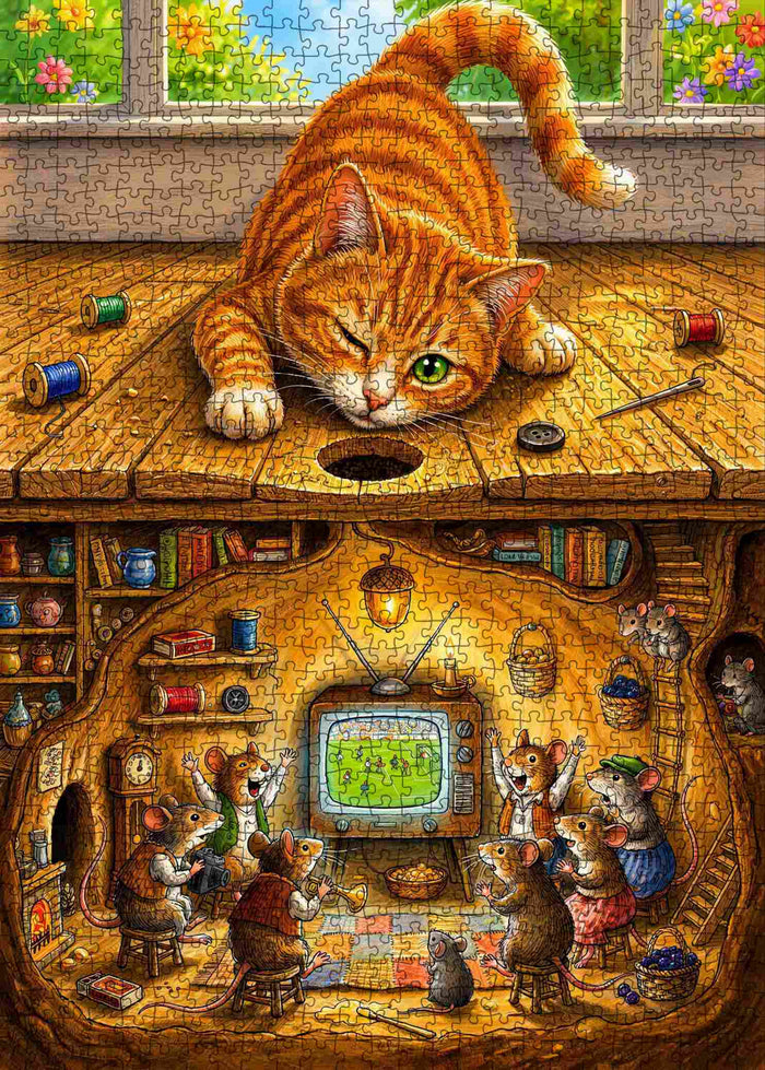 Mischievous Cat Mouse Hideaway Adventure Jigsaw Puzzle