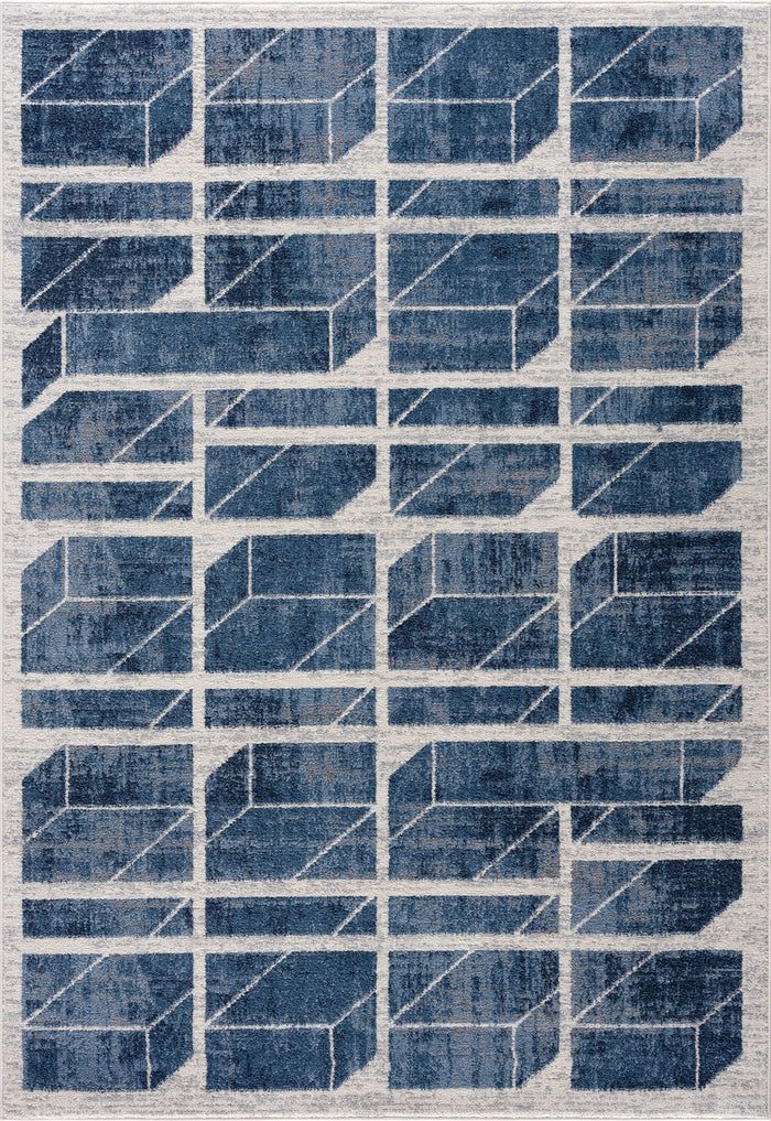 Mist 3D Cubes Blue Rug