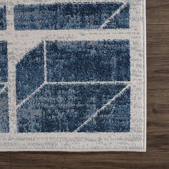 Mist 3D Cubes Blue Rug