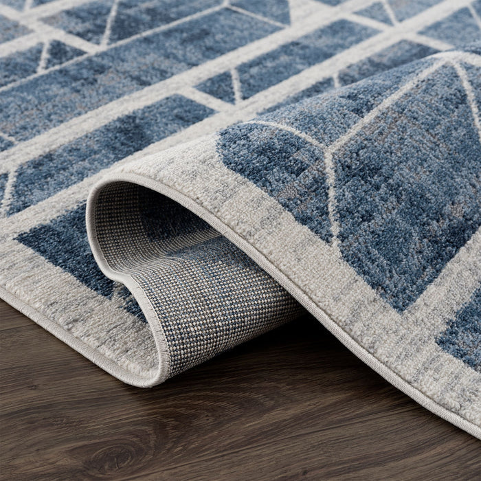 Mist 3D Cubes Blue Rug