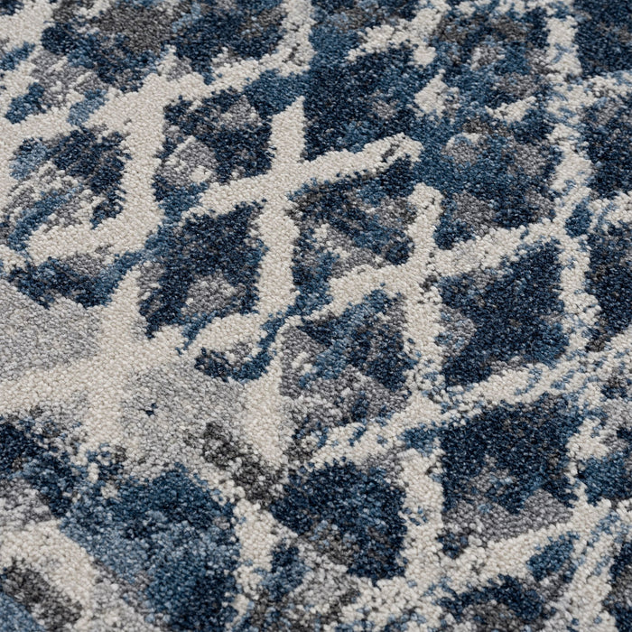 Mist Distressed Diamond Tiles Blue Rug