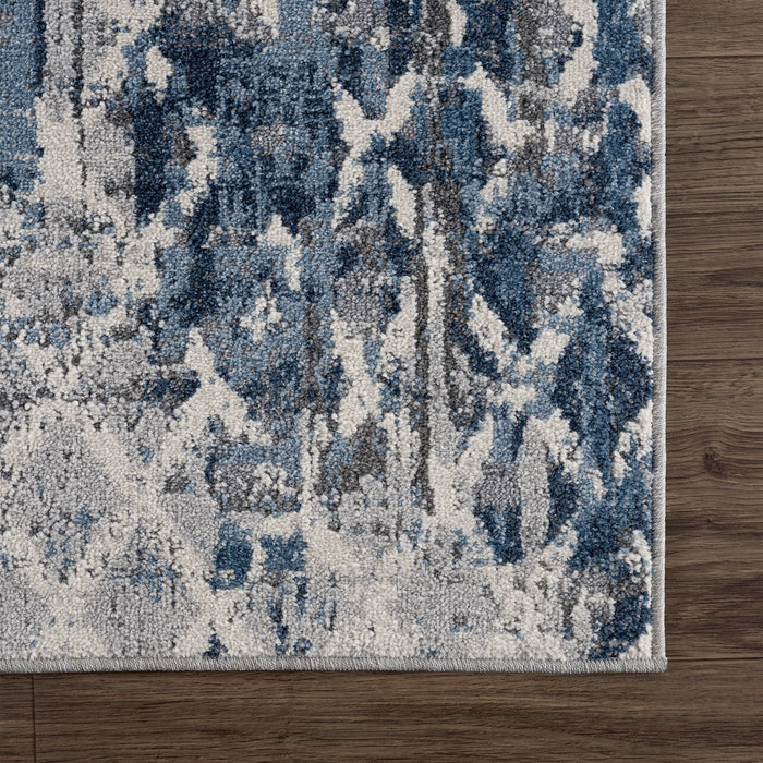 Mist Distressed Diamond Tiles Blue Rug