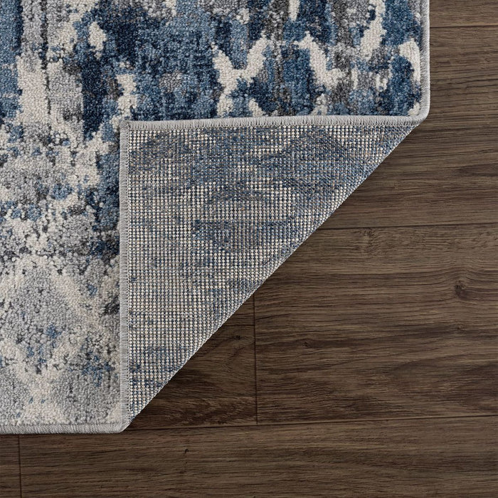 Mist Distressed Diamond Tiles Blue Rug