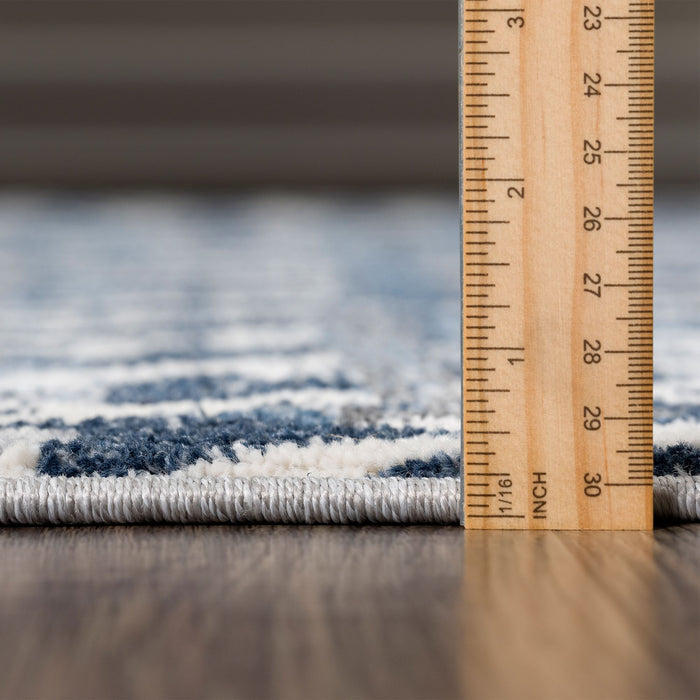 Mist Distressed Diamond Tiles Blue Rug