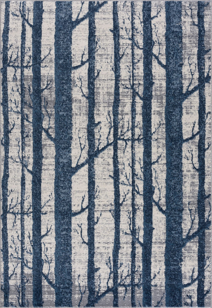Mist Forest Trees Blue Rug
