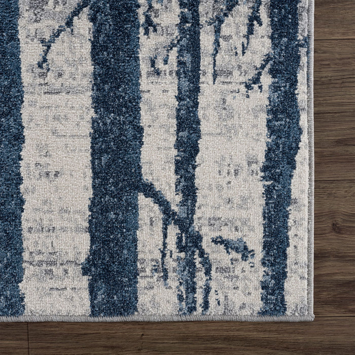 Mist Forest Trees Blue Rug