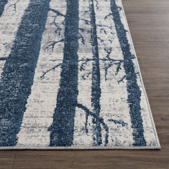 Mist Forest Trees Blue Rug