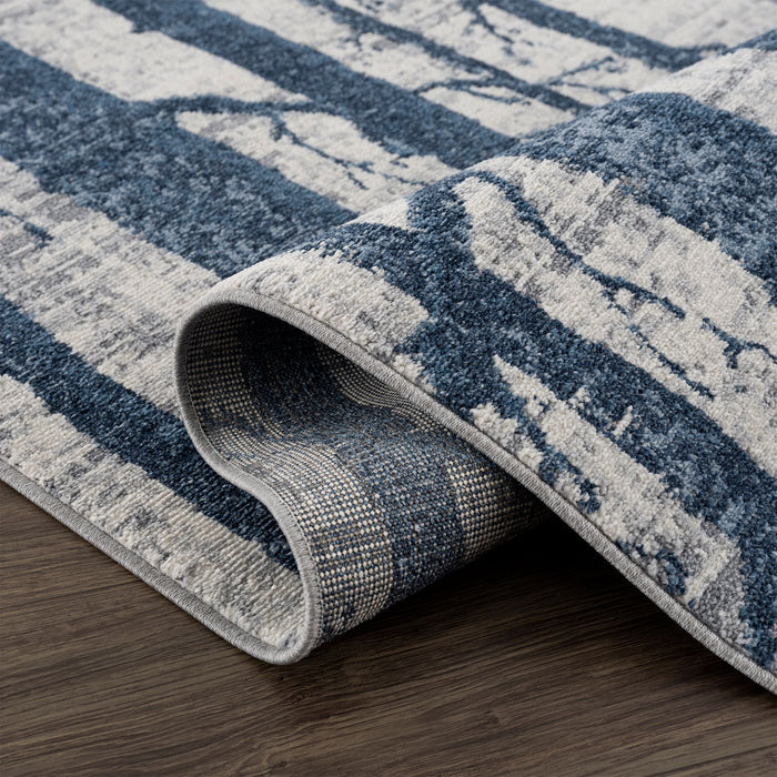 Mist Forest Trees Blue Rug