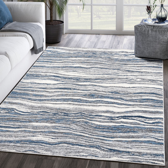 Mist Rippling Sand Blue Rug