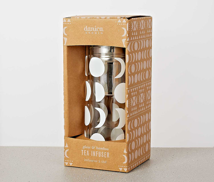 Danica Studio Moon Phases Glass Tea Infuser Bottle - lollygag