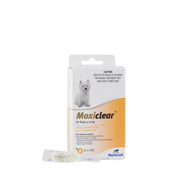 Moxiclear Flea and Worming Treatment for Dogs 4-10kg 6 Pack-Habitat Pet Supplies