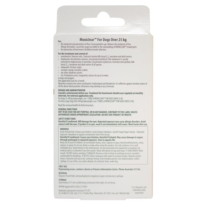 Moxiclear Flea and Worming Treatment for Dogs Over 25kg 6 Pack