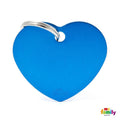 My Family Basic Heart Large Blue Dog Tag with Free Engraving-Habitat Pet Supplies
