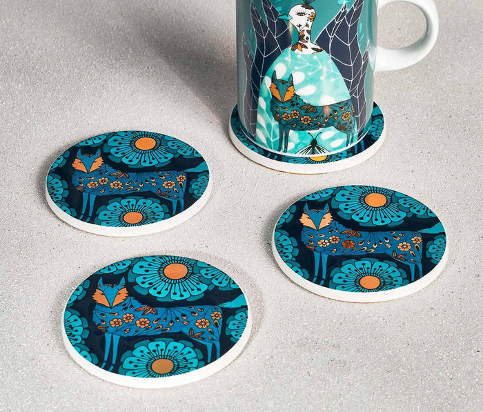 Illustrated fox round Coasters