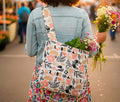 Mystical Myth canvas tote bag with Danica Studio hand-printed design in neutral tones - Lollygag