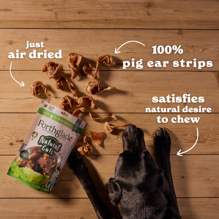 Natural Cuts Air Dried Pigs Ear Strips - Meaty Dog Treats