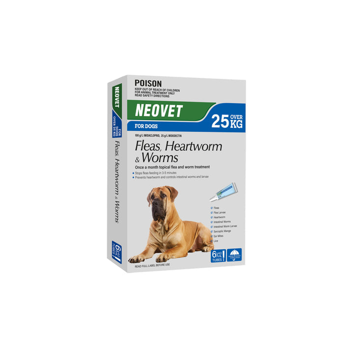Neovet Flea Heartworm and Worming Treatment for Extra Large Dogs 6 Pack-Habitat Pet Supplies