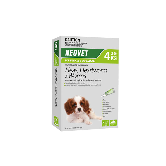 Neovet Flea Heartworm and Worming Treatment for Puppies and Small Dogs 3 Pack-Habitat Pet Supplies