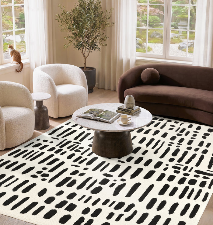 Neutral Brushstroke Cream Rug