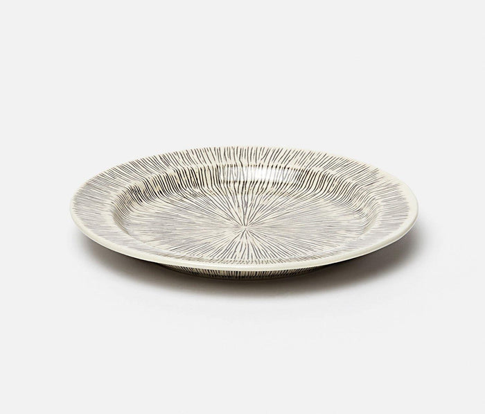 Blue Pheasant Nolan Black & Cream Broken Lines Dinner Plate - Lollygag