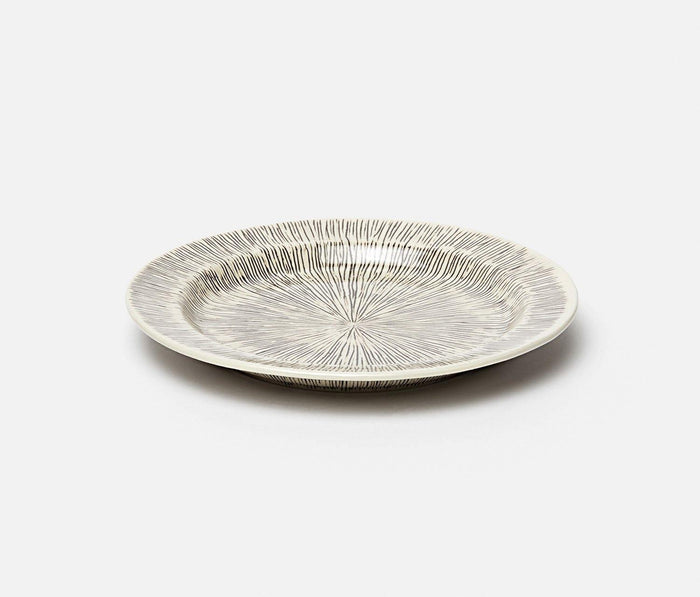 Blue Pheasant Nolan Black & Cream Broken Lines Salad Plate - Lollygag