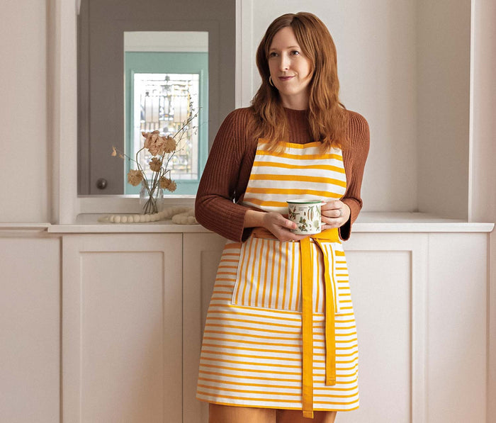 Cabana Stripe ochre  yellow Chef Apron - Lollygag