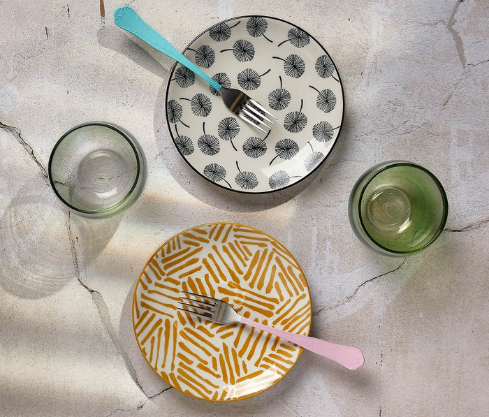 Ochre Dandelion pattern modern dessert small plates - lollygag
