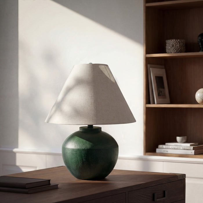 Otto Rounded Textured Green Table Lamp