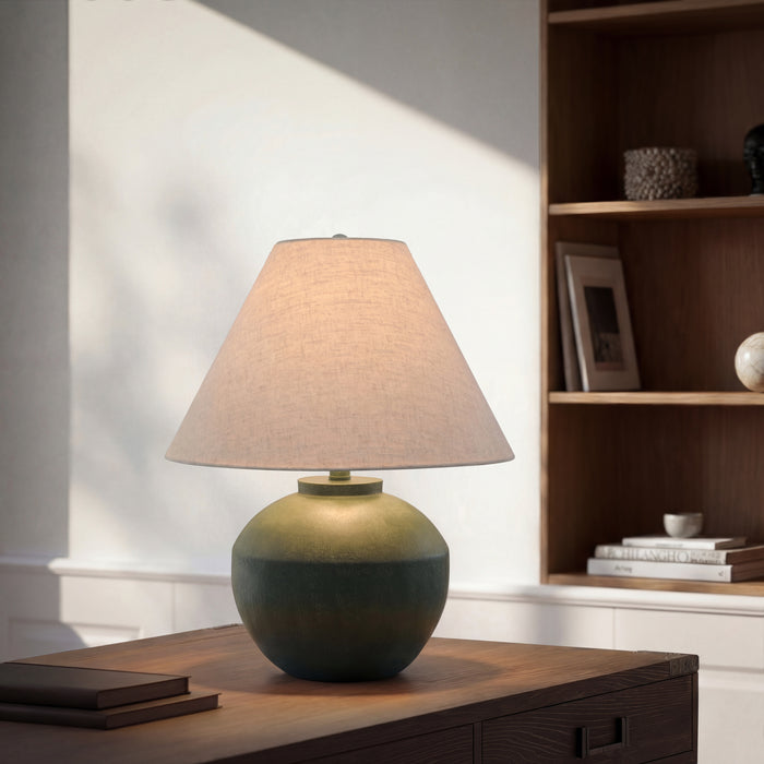 Otto Rounded Textured Green Table Lamp