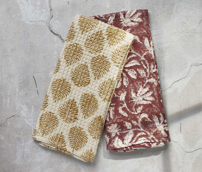 Danica Heirloom Block Print Waffle Kitchen Dishtowels-lollygag