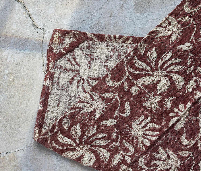 Paradise Mauve Block Printed Waffle Dishtowel Set - Lollygag