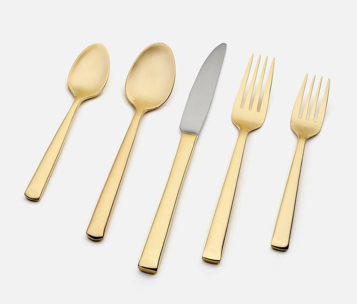 Parker Brushed Gold 5-Piece Flatware - lollygag