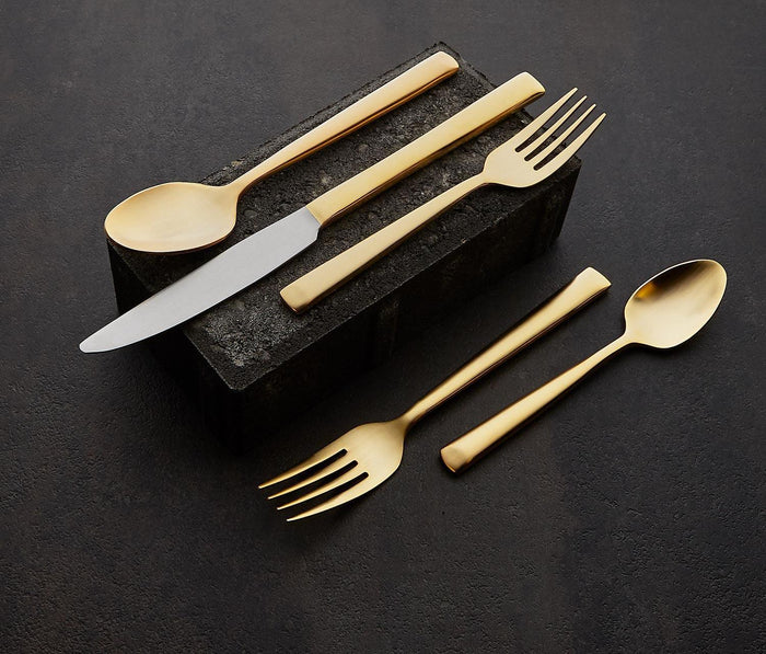 Parker Brushed Gold 5-Piece Flatware - lollygag