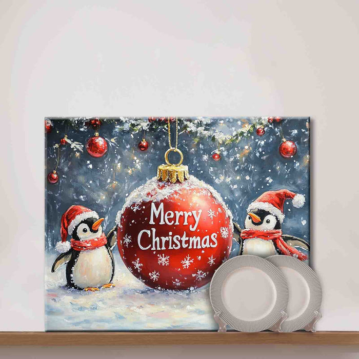 Penguins Celebrate Christmas Paint by Numbers