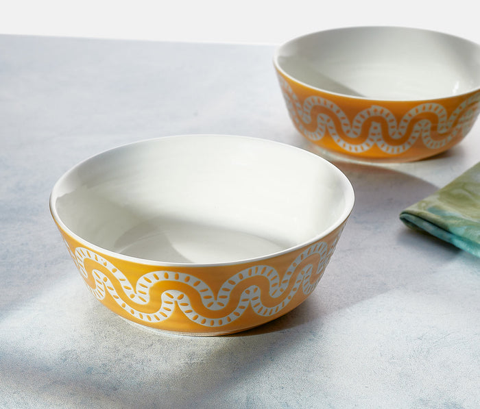 Ochre yellow Geo cereal Bowl - Lollygag