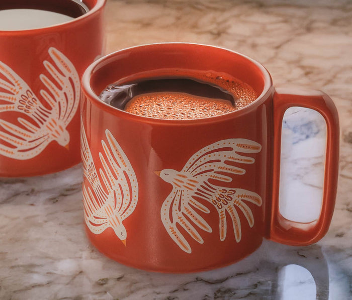 Crimson Plume Birds Mugs - lollygag