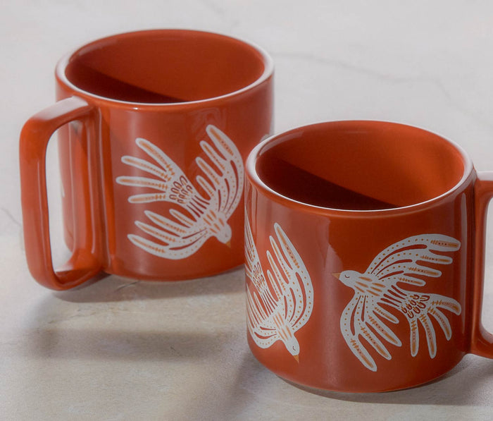 Plume Birds Crimson Midi Mug Set - Lollygag