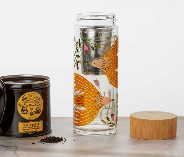 Glass Tea Infuser Bottle with Bamboo Lid - lollygag