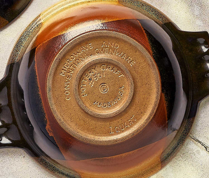 Pottery Craft Covered Casserole Plaid Brown - lollygag