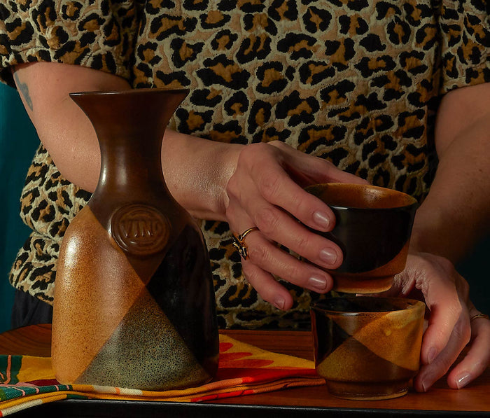 Pottery Craft carafe &amp; 2 cups serving set - lollygag