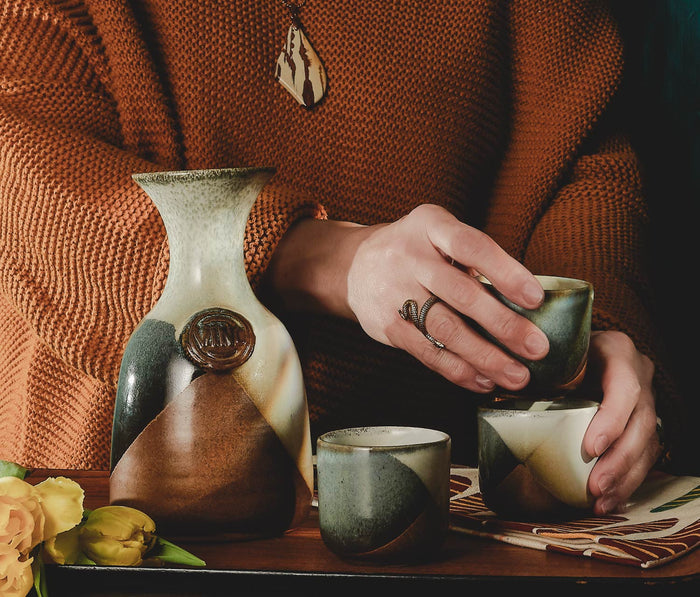 Pottery Craft carafe and caps serving set - Lollygag