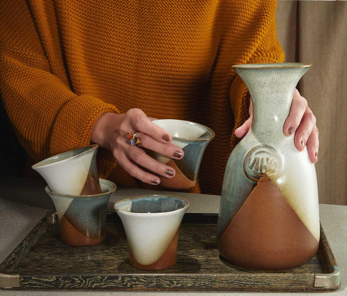 Robert Maxwell  Pottery Craft Wine Carafe Set - lollygag