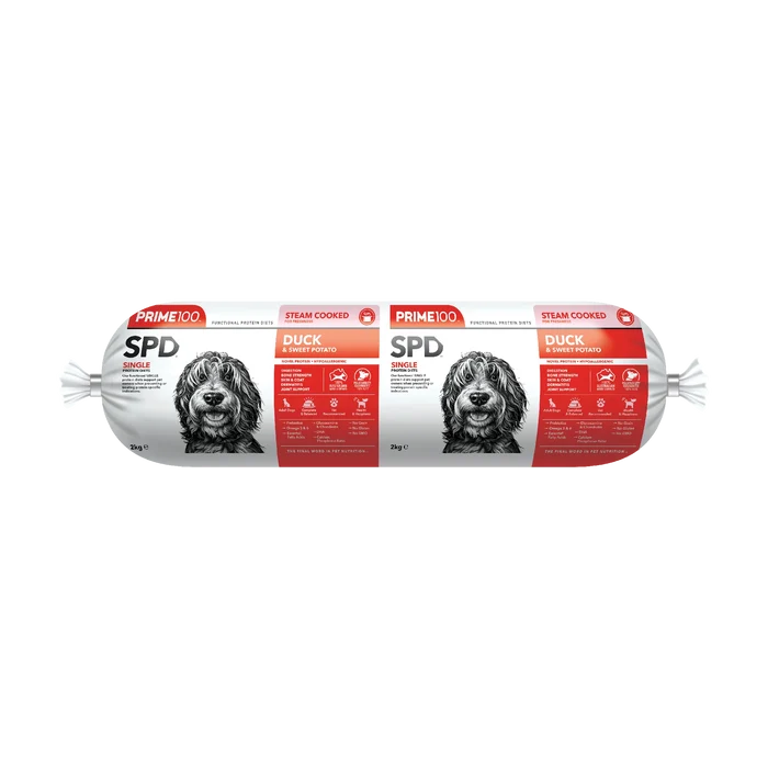 Prime 100 Dog SPD Duck and Sweet Potato Roll 2kg-Habitat Pet Supplies