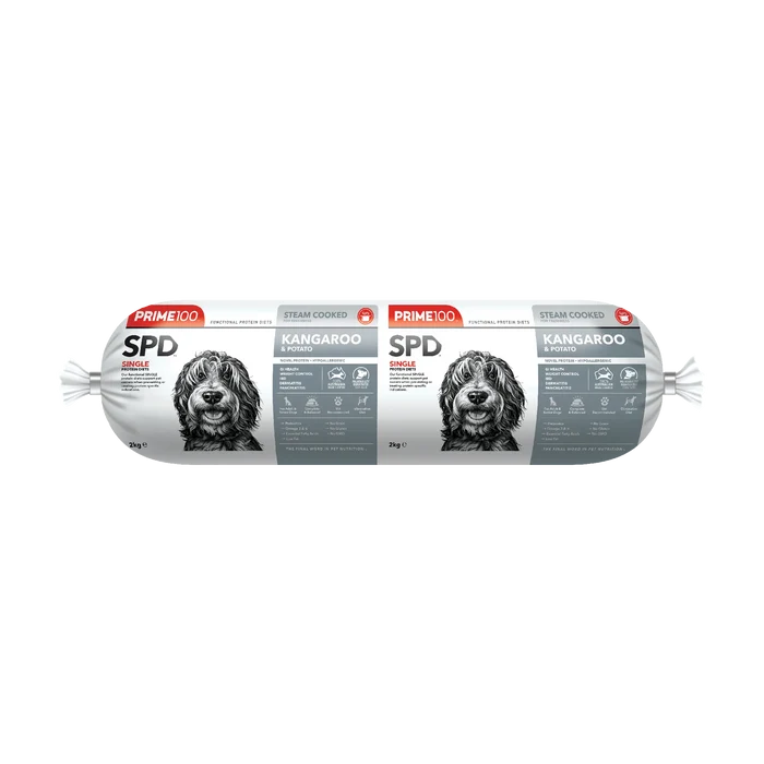 Prime 100 Dog SPD Kangaroo and Potato Roll 2kg-Habitat Pet Supplies